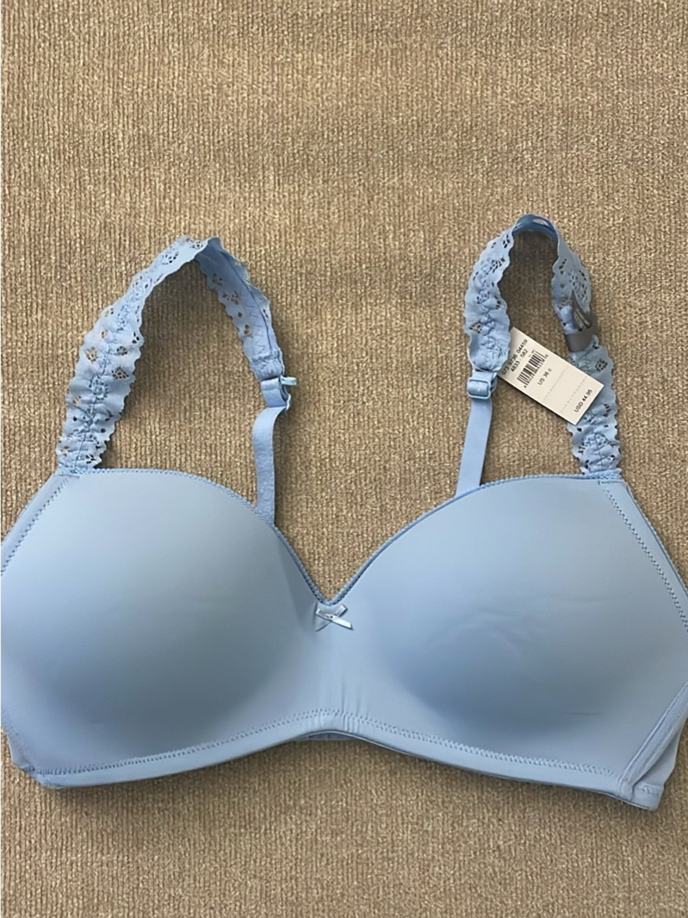 aerie Light Blue Lace-Trim Molded T-Shirt Bra